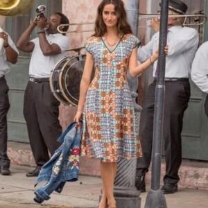 Sundance Silk Mosaic Tile Print Cap Sleeve Dress Size 16